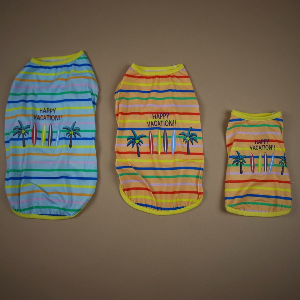 Dog Striped T-Shirt, Summer Vacation Pet Clothes